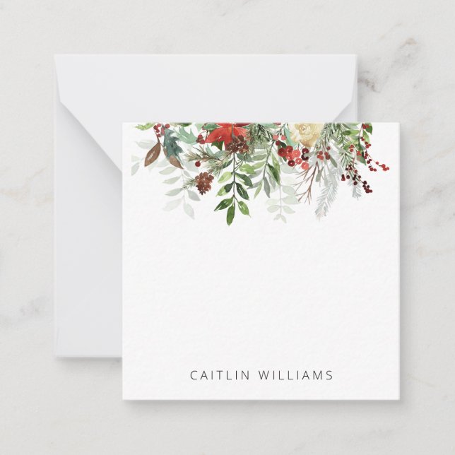 Tarjeta Pequeña Navidades vacacionales invierno floral pequeño (Anverso)