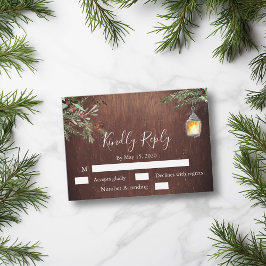 Tarjeta Pequeña Navidades Wood Pine Winter Wedding RSVP
