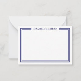 Tarjeta Pequeña Navy Blue Border Minimalist Name Monogram