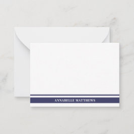 Tarjeta Pequeña Navy Blue Border Minimalist Name Monogram