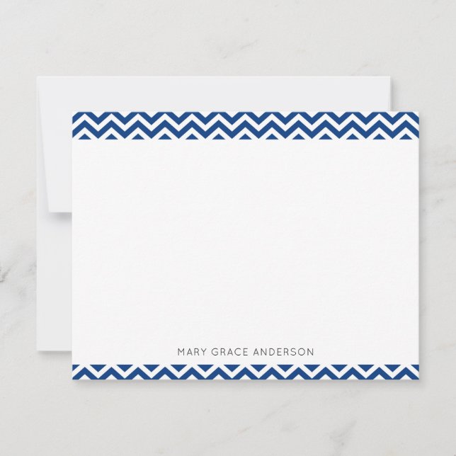 Tarjeta Pequeña Navy Blue Chevron Moderno y elegante estilo (Anverso)
