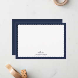 Tarjeta Pequeña Navy Blue Frame Flat Note Card