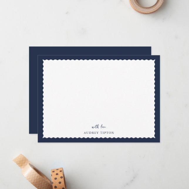 Tarjeta Pequeña Navy Blue Frame Flat Note Card (Anverso/Reverso In Situ)
