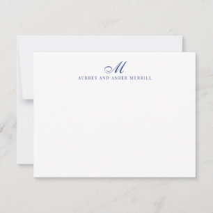 Tarjeta Pequeña Navy Blue Script Monograma Moderno Stationery