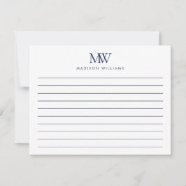 Tarjeta Pequeña Navy Blue Simple Elegant Modern Monogram