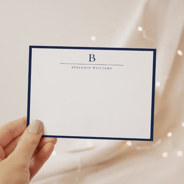 Tarjeta Pequeña Navy Blue Simple Moderno Stationery Classic (Subido por el creador)