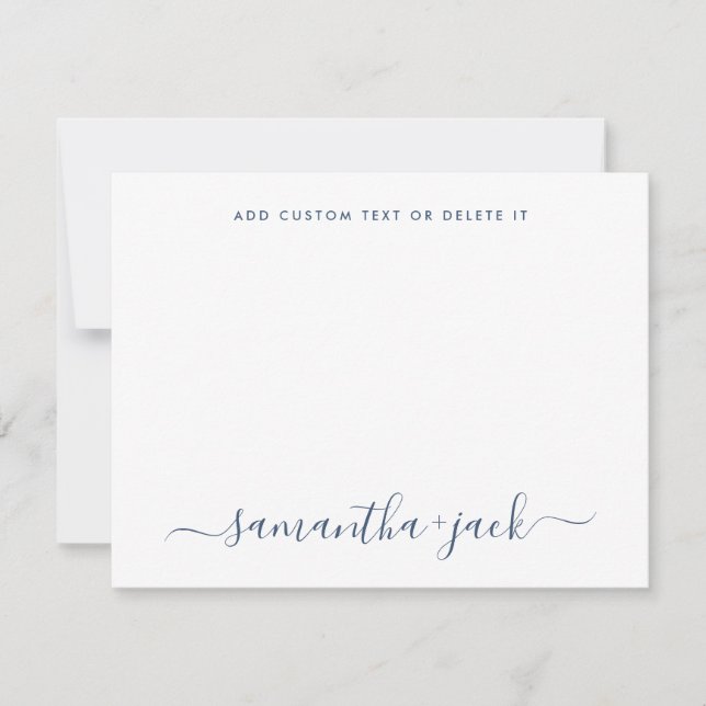 Tarjeta Pequeña Navy Blue Stylish Script Elegant Minimalist (Anverso)