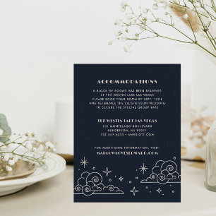 Tarjeta Pequeña Navy Moon & Stars Enclosure Celestial para Boda