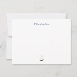 Tarjeta Pequeña Navy Sailboat Classic Coastal Personalizado
