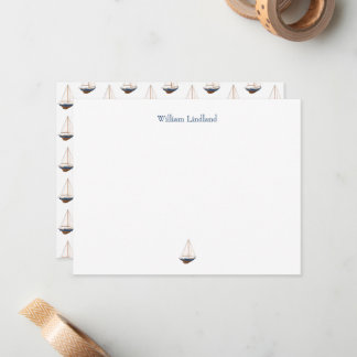Tarjeta Pequeña Navy Sailboat Classic Coastal Personalizado