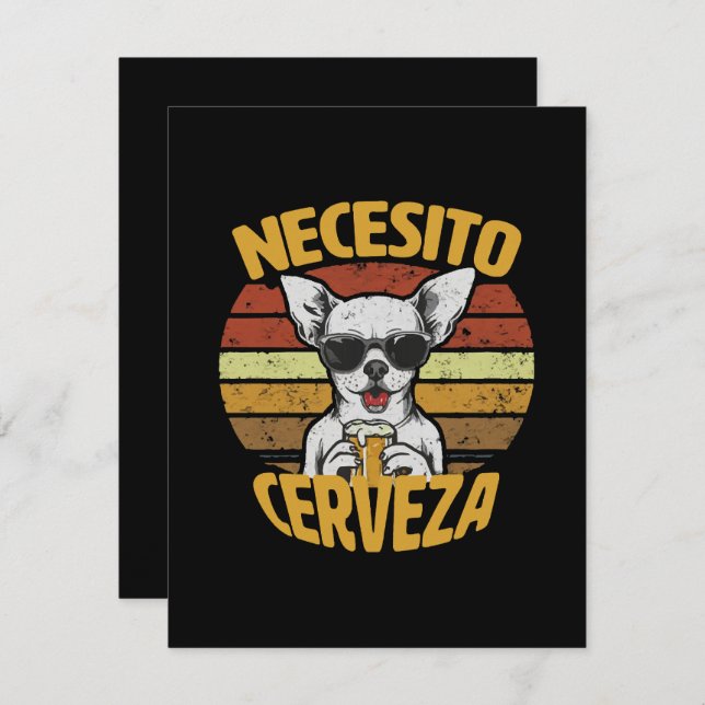 TARJETA PEQUEÑA NECESITO UNA CERVEZA DE CHIHUAHUA. (Anverso / Reverso)