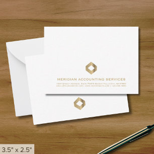 Tarjeta Pequeña Negocio simple en blanco y oro