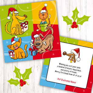 Tarjeta Pequeña Negocios de Mascotas Navidad Perro Gato