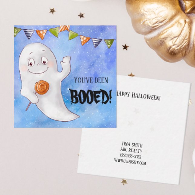 Tarjeta Pequeña Negocios que has sido Booed Halloween (Easily personalize this cute pop by card with just a few clicks.)