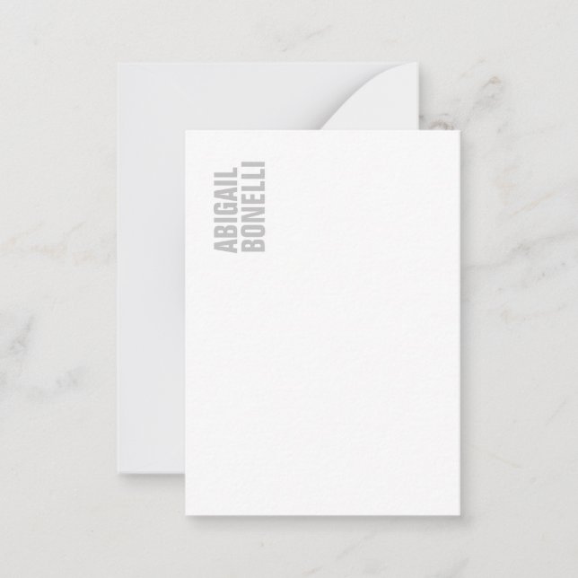 Tarjeta Pequeña Negrita minimalista moderna gris blanco (Anverso)