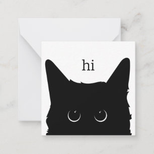 Tarjeta Pequeña Negro Cat Notecard (tarjeta en blanco)