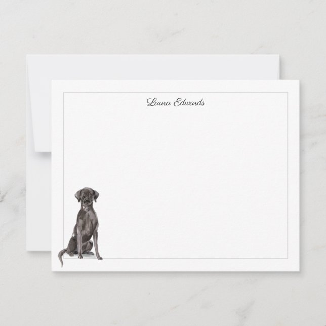 Tarjeta Pequeña Negro Labrador recuperador frontera gris personali (Anverso)