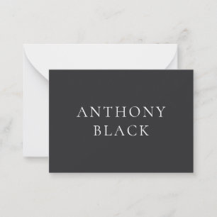 Tarjeta Pequeña Negro Mate Minimalista Plano Elegante Clásico