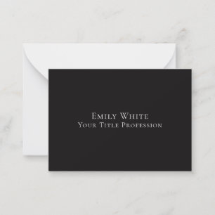 Tarjeta Pequeña Negro Plano Elegante Profesional Moderno