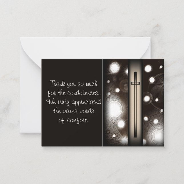 Tarjeta Pequeña Negro Y Brillante Después Del Funeral Gracias Cart (Anverso)