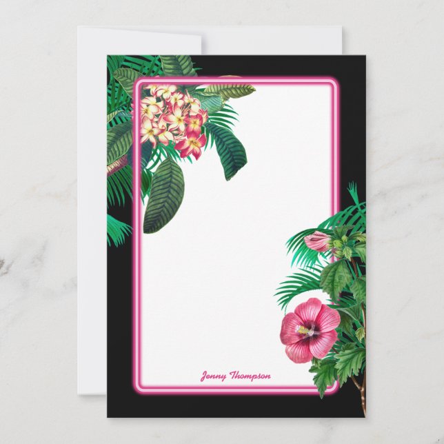 Tarjeta Pequeña Neon Pink Tropical Botanicals (Anverso)