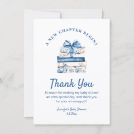 Tarjeta Pequeña new chapter begins, blue bow books thank you