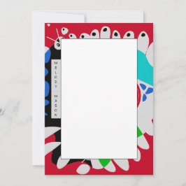 Tarjeta Pequeña Nido de pájaro - Nombre personalizado gris rojo Cr