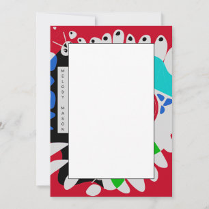 Tarjeta Pequeña Nido de pájaro - Nombre personalizado gris rojo Cr