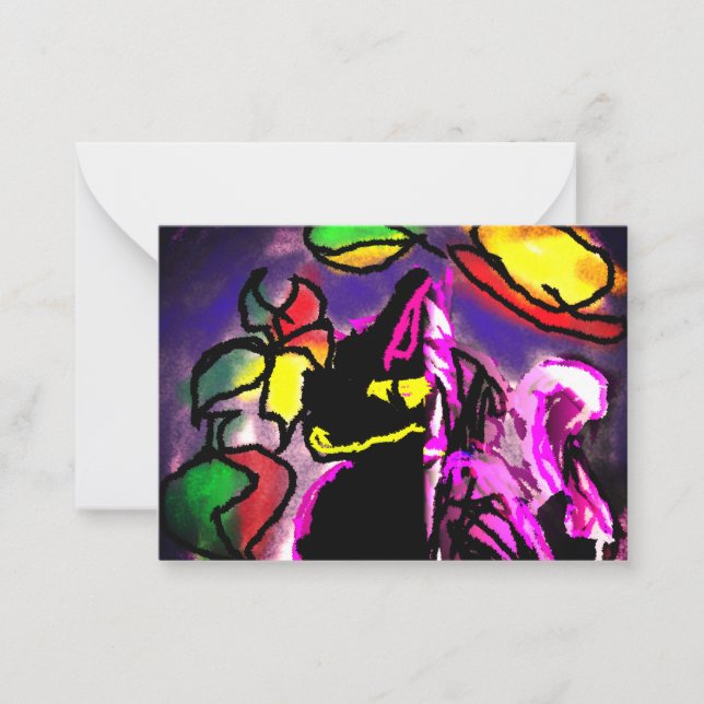 Tarjeta Pequeña Niebla para gato negro (Anverso)