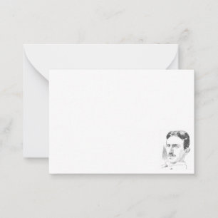 Tarjeta Pequeña Nikola Tesla Dibujo en Blanco para Todas las Ocasi