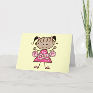 Tarjeta Pequeña Niña 4 camisetas de cumpleaños y regalos