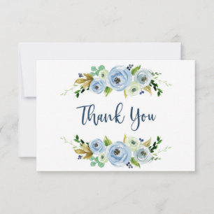 Tarjeta Pequeña Niño de la ducha gracias tarjetas, azul floral