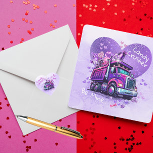 Tarjeta Pequeña Niños Adorables Camión Purpura de San Valentín y P