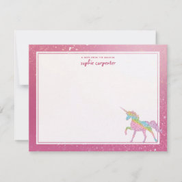 Tarjeta Pequeña Niños con el arcoiris unicornio personalizado