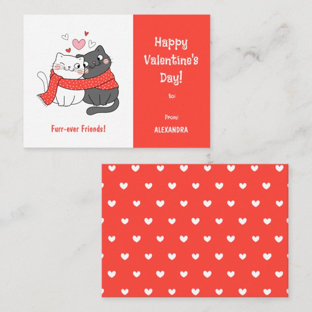 Tarjeta Pequeña Niños Cuidados Por Siempre Amigos Día de San Valen (Anverso / Reverso)
