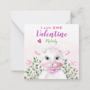 Tarjeta Pequeña Niños de clase con flores de cordero lindo Valenti