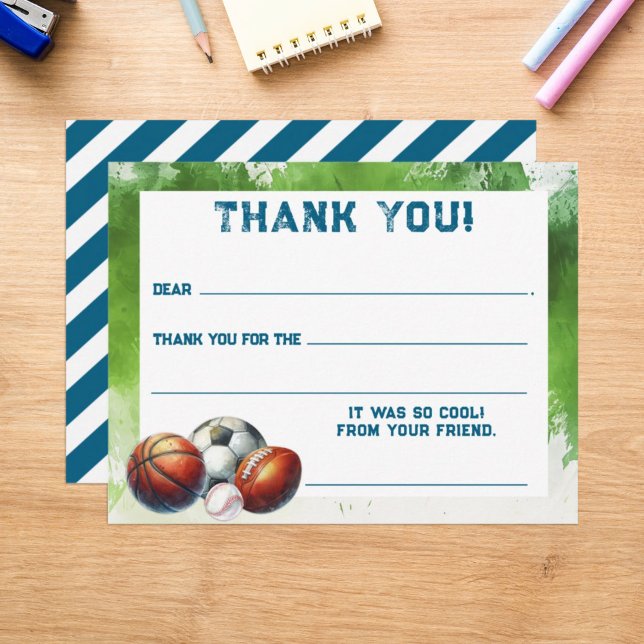 Tarjeta Pequeña Niños Deportivos Niños Rellenos Gracias (Subido por el creador)