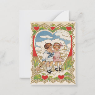 Tarjeta Pequeña Niños Día de San Valentín victorianos de época en 