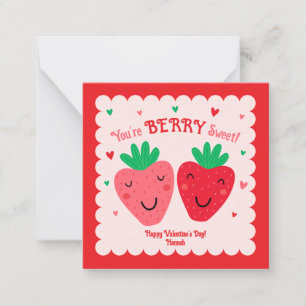 Tarjeta Pequeña Niños Dulces de Frutas San Valentín Aula