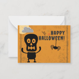 Tarjeta Pequeña Niños Felices Halloween Spooky Skeleton