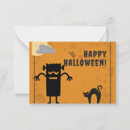 Tarjeta Pequeña Niños Feliz Halloween Monstruo Espeluznante