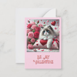Tarjeta Pequeña Niños Gato Lindo Día de San Valentín Aula 