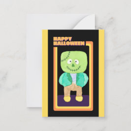 Tarjeta Pequeña Niños Lindos Monstruo de Halloween Frankenstein 