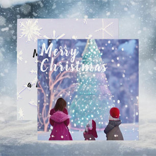 Tarjeta Pequeña Niños mirando al árbol de Navidad