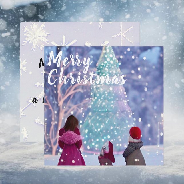 Tarjeta Pequeña Niños mirando al árbol de Navidad (Subido por el creador)