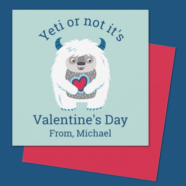 Tarjeta Pequeña Niños Valentine Yeti (A fun mini yeti valentine card. perfect for a school classroom exchange)