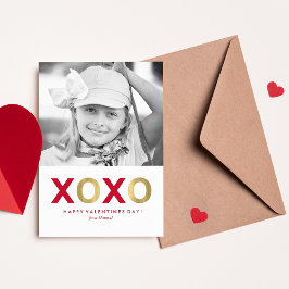 Tarjeta Pequeña Niños XOXO Rojo y Oro en aula Foto de San Valentín
