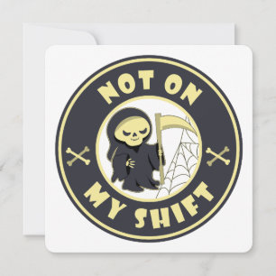 Tarjeta Pequeña No en mi cita de Halloween de Grim Reaper