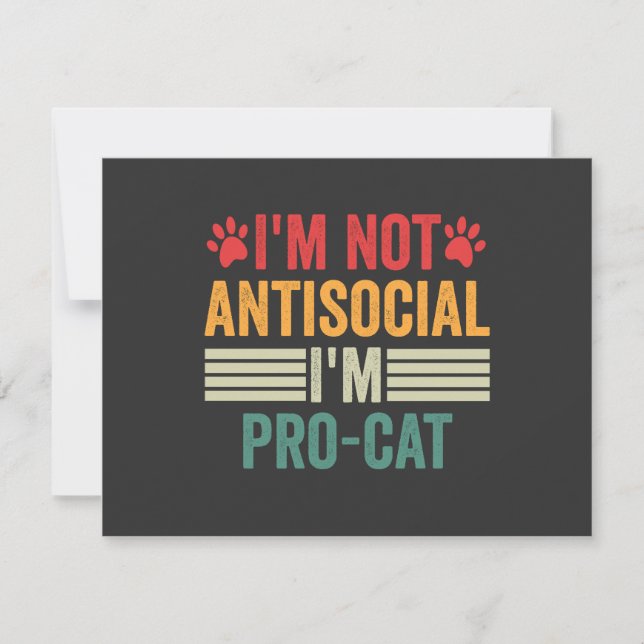 Tarjeta Pequeña No soy antisocial Soy Mascota de introvertido pro  (Anverso)