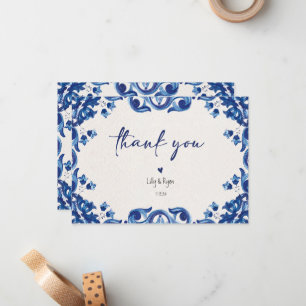 Tarjeta Pequeña Noche de Fiesta Azul Mexicana Gracias